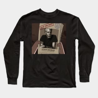 anthony bourdain-animation in the newspaper Long Sleeve T-Shirt